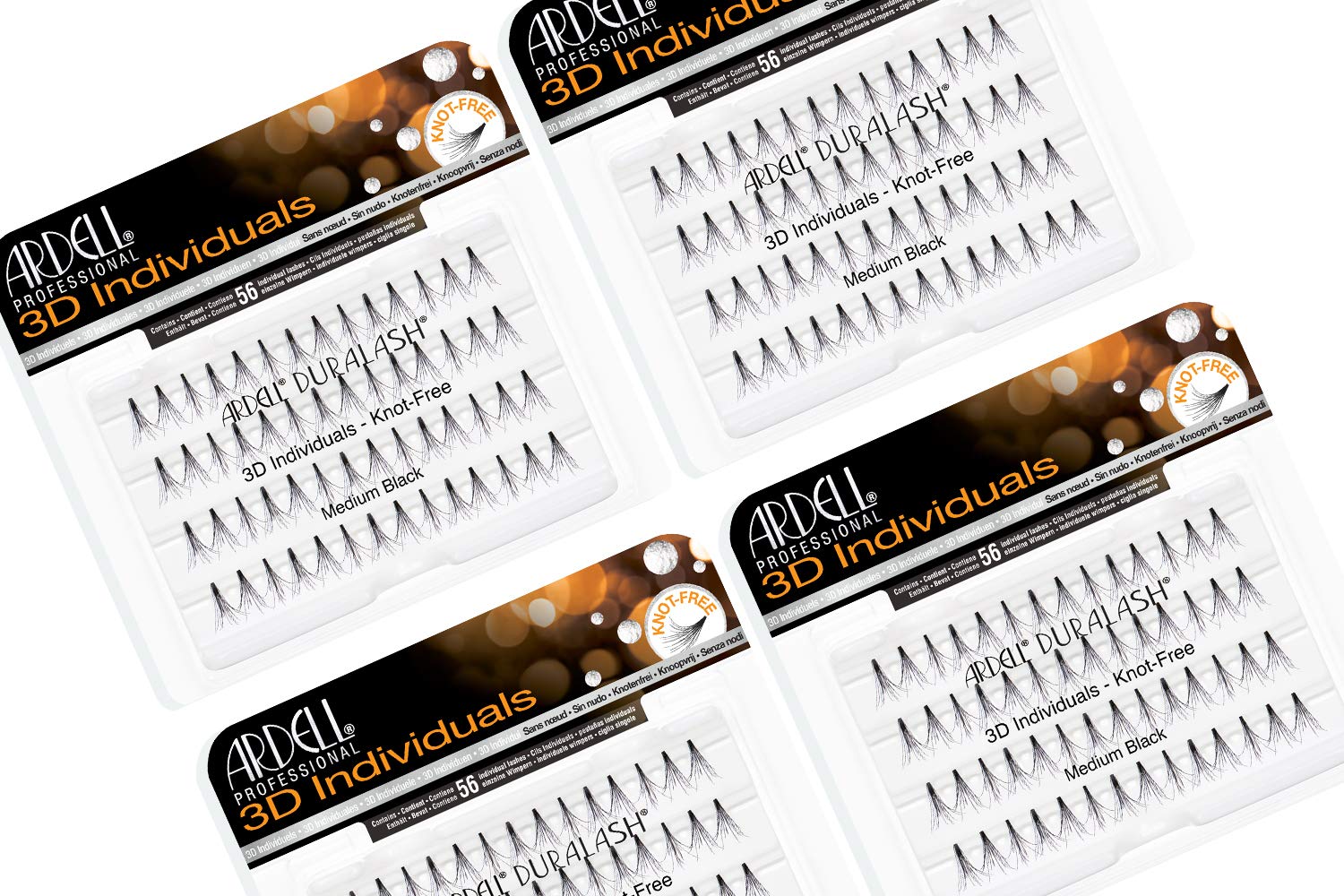 Ardell 3D Individuals Lashes Medium Black False Lashes - Natural Looking DIY Lash Clusters, Eyelash Extensions, 4 Pack