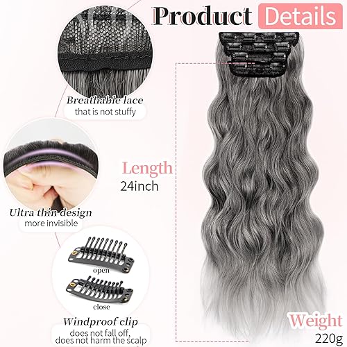 Miniatura 260 de KooKaStyle Extensiones de cabello rubio playa con clip, extensiones de cabello sintético largo ondulado y grueso, 4 piezas de 20 pulgadas para mujer