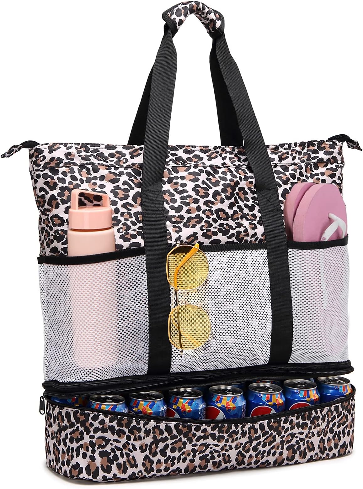 Beach Bag Women Waterproof Sandproof Beach Tote Bags with Cooler Top Zipper Large Totes for Pool Travel Daily
