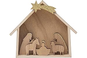 Creative Co-Op Nativity Set Figurines - Natural & Gold - 6-Piece Set of Figurines