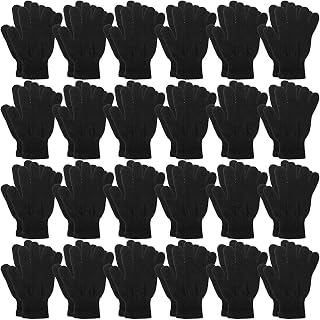 Handepo 24 Pairs Winter Magic Warm Gloves Stretchy Knit Cotton Gloves for Women Men Adults Cold Weather