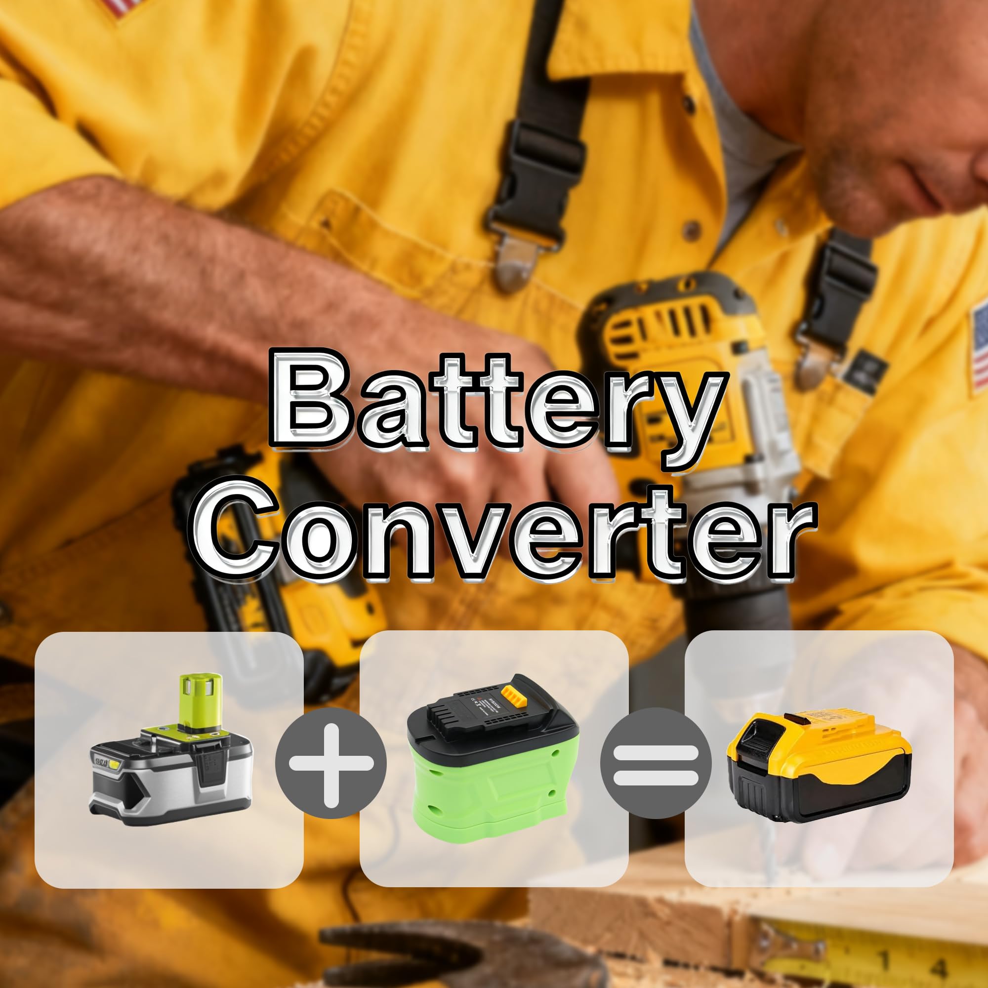 Adaptador de batería compatible con baterías Ryobi de 18 V, convertidor de corriente compatible con herramienta eléctrica inalámbrica Dewalt de 20 V