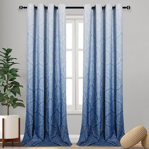 Miniatura 53 de DWCN - Cortinas blackout para dormitorio, diseño de damasco con aislamiento térmico y ojales, para sala de estar, juego de 2 paneles de cortina