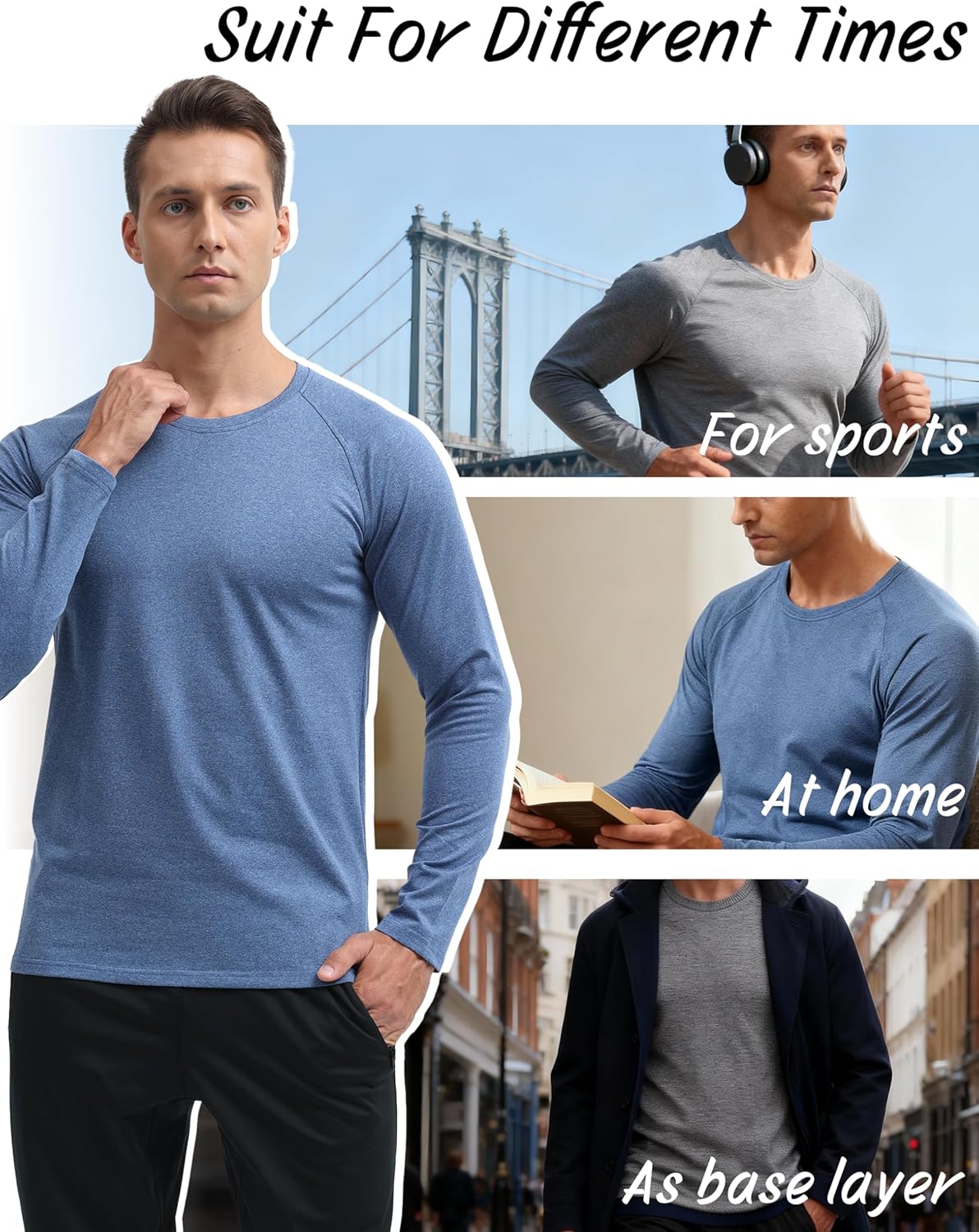 MAGCOMSEN Men's Thermal Long Sleeve Shirt Fleece Lined Base Layer Undershirt Atheltic Workout Top for Cold Weather - Image 7