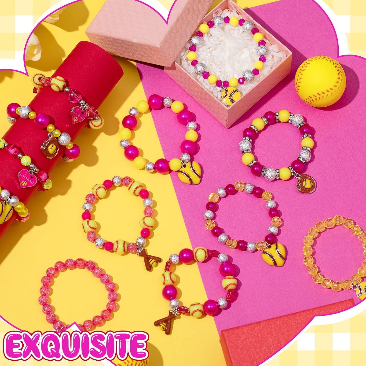 Sasylvia 12 Pcs Softball Bracelets Sports