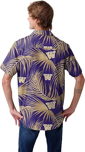 Miniatura 31 de FOCO NCAA Mens NCAA College Team Logo Floral Tropical Hawaiian Button Up Shirt