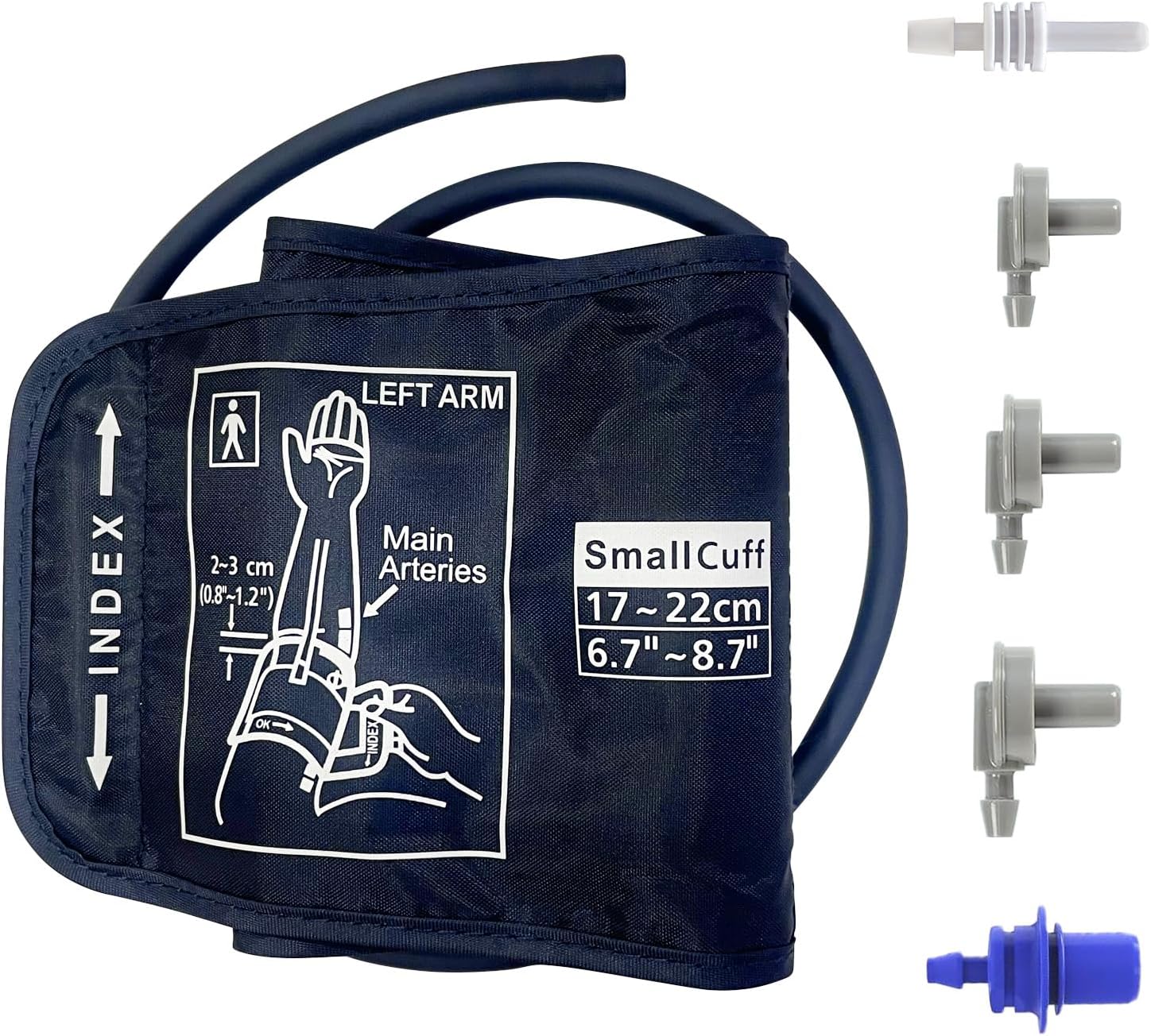 Pediatric Blood Pressure Cuff 6.7"-8.7" (17-22cm) Small Child Blood Pressure Cuff for Kids and Women Replacement Bp Cuff with 5 Connectors Compatible with Most Bp Monitors