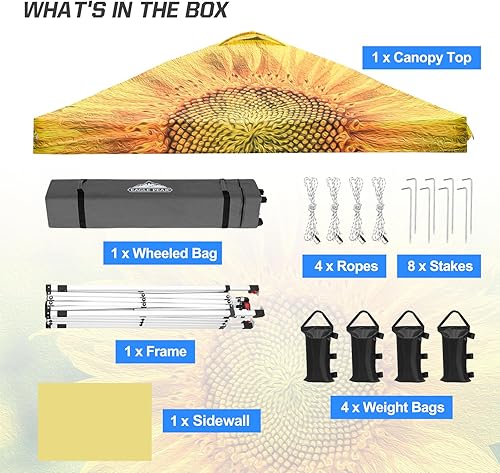 Miniatura 9 de EAGLE PEAK Tienda de campaña desplegable con 1 pared lateral, tienda de campaña para eventos de fácil instalación, sombra para exteriores, bolsa de