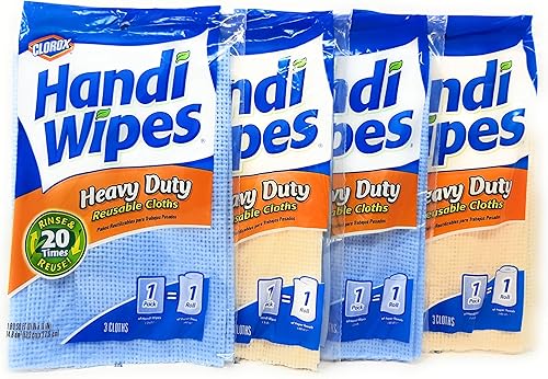 Handi Wipes Paños reutilizables resistentes, el color puede variar, 3 unidades (paquete de 4)