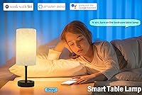 Vista 3 de Lámpara de mesa inteligente funciona con HomeKit, Siri, Alexa, Google Assistant, lámpara inteligente de mesita de noche con salida de CA y puertos