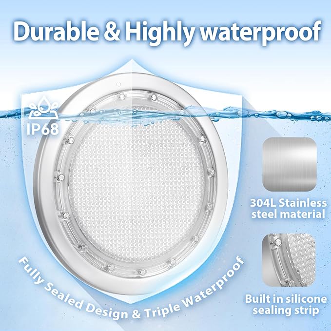 Luz LED para Piscina Enterrada 12V 60W con Control Remoto y APP IP68 miniatura 6