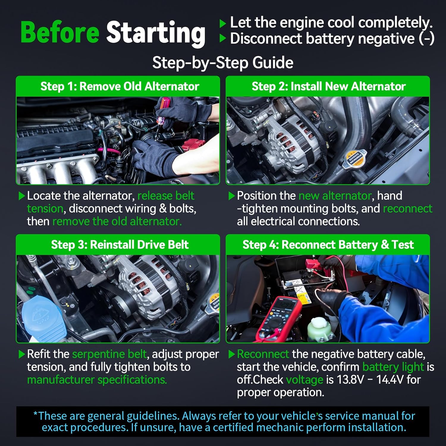 11573N Alternator Compatible with Honda Odyssey 2011 2012 2013, Pilot 2012 2013 2014 2015, Ridgeline 2012 2013 2014 V6 3.5L,130Amp 12V CW, Replace CSJ24 9764219-124 104210-1240 31100-RV0-A01