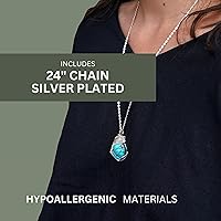 Vista 13 de NEW Designs by Nature Gems Handmade Fire Opal Necklace, October Birthstone Jewelry, With 24 Inch Silver Plated Chain, With a Gift Box, Handmade in