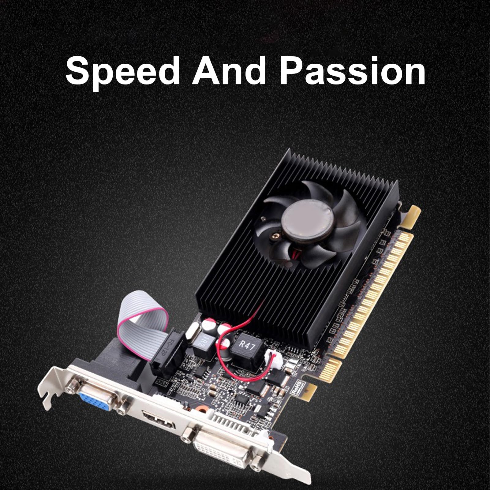 Walmeck Carte Graphique GT610 1 Go DDR3, Traitement Puissant d'image, Ports DVI VGA avec Ventilateur de Refroidissement de qualité, Petite Taille et Conception Légère