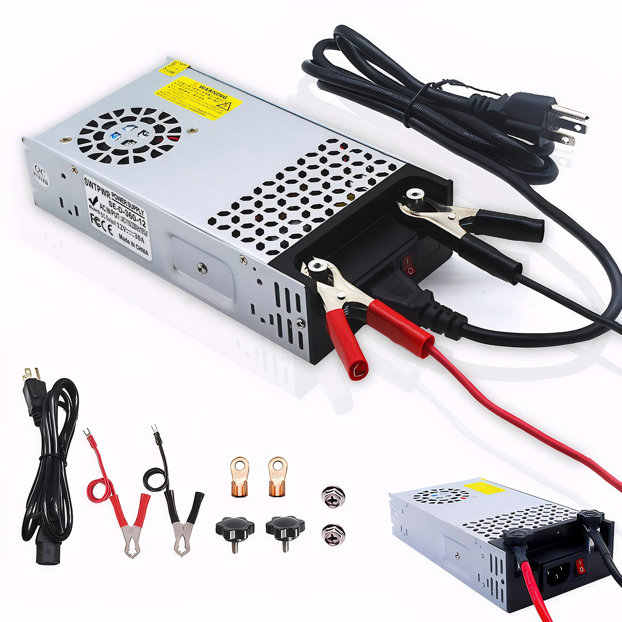 New Upgraded DIY SMPS 110V 230V AC to DC 12V 30A 360W Power Supply Adapter,Converter Power Supply,DC 12V Voltage Transformer for Motor Pump CCTV 3D Printer Air Compressor Led (12V-30Amp-360W, 12V)