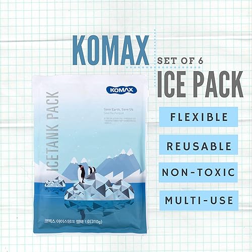 Miniatura 3 de Komax Paquetes de hielo de gel reutilizables para bolsas de almuerzo, juego de 6, diseño delgado, enfriamiento de 8 horas, sin BPA, aptas para