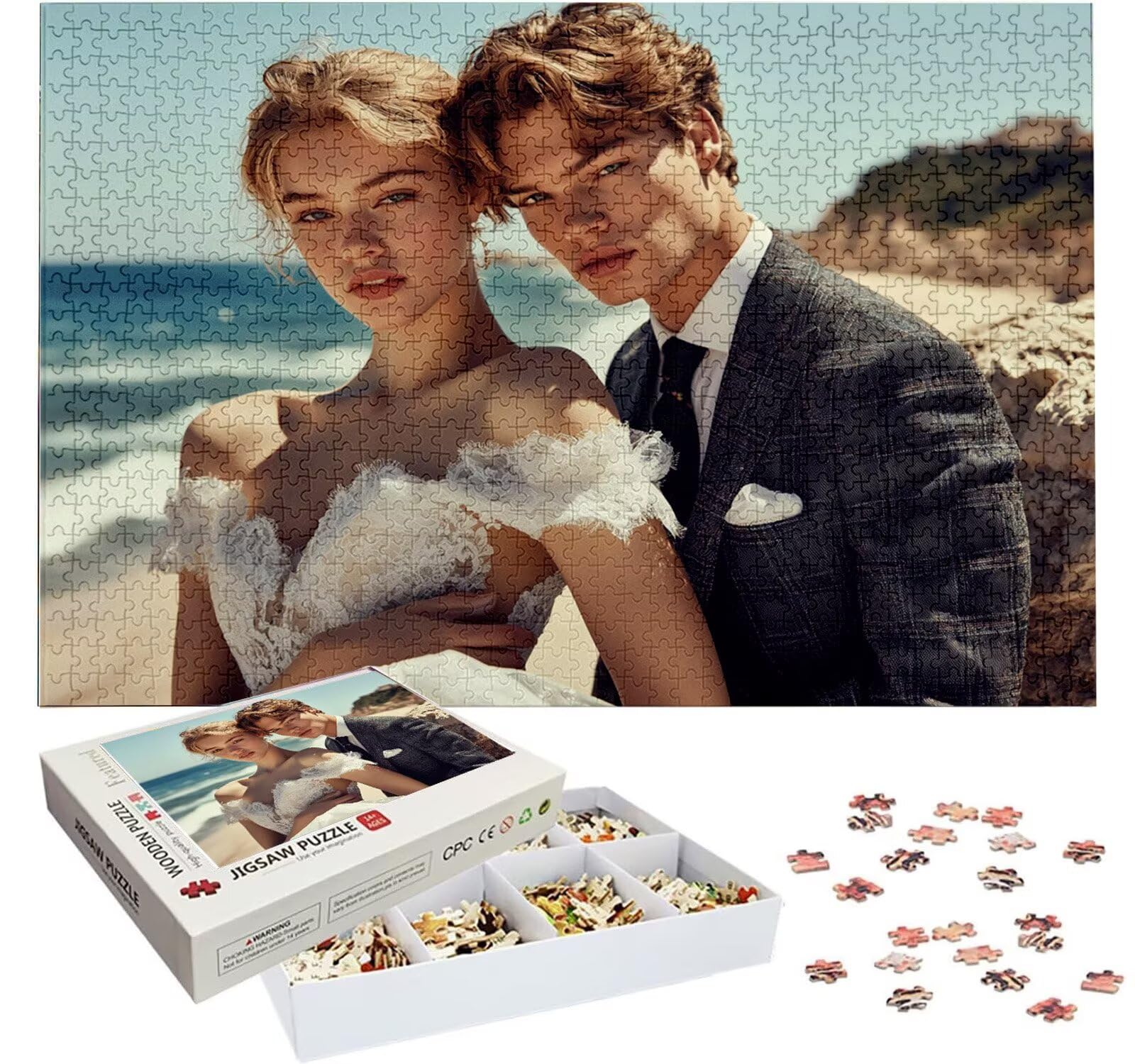 Puzzle Personalizado con Foto, Personalizada Rompecabezas Personalizado Diseña tu Logo Foto o Texto, Personalizado Navidad Halloween San Valentín Parejas Niños Familia Amigos h-3581