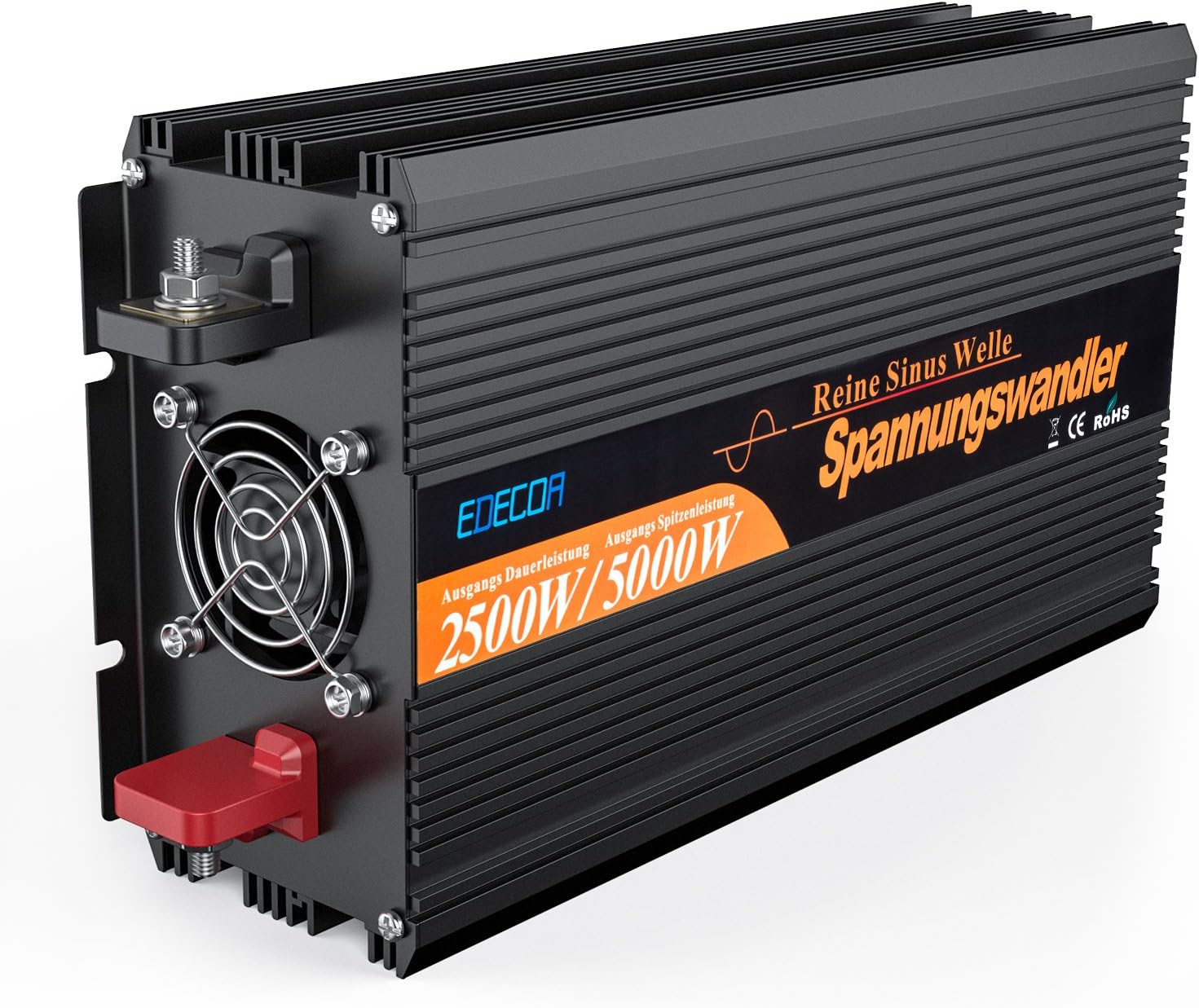 EDECOA Power Inverter 2500W Pure Sine Wave AC 24V to 240V 230V 220V With Remote (Black)