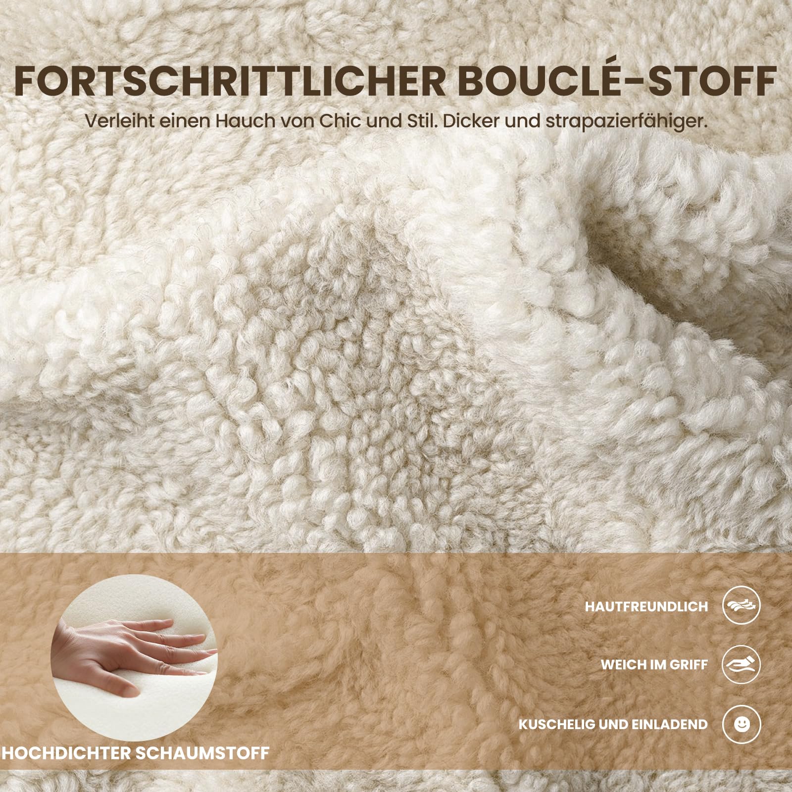 COLAMY Modern Velvet Ohrensessel, Gepolsterter Sessel Wohnzimmer, Bequemer Runder loungesessel mit 3 Beinen für Wohnzimmer, Schlafzimmer, Leseecke, Creme