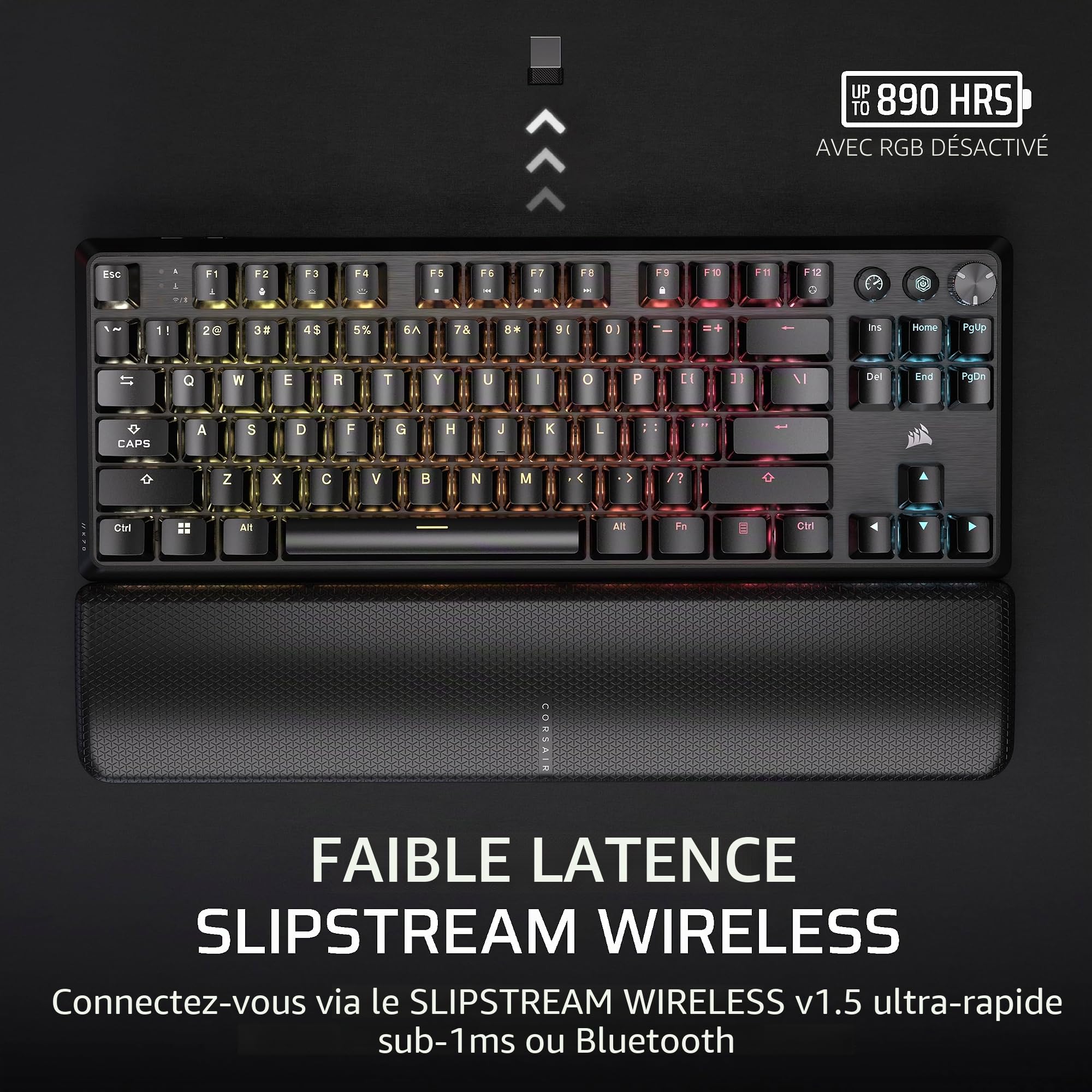Corsair K70 Core TKL Wireless RGB Tenkeyless Clavier Gaming Mécanique - Commutateurs Linéaires Corsair MLX Red v2-Linéaires Pré-Graissés - SOCD - Amortissement Sonore - ABS Double-Shot Keycaps