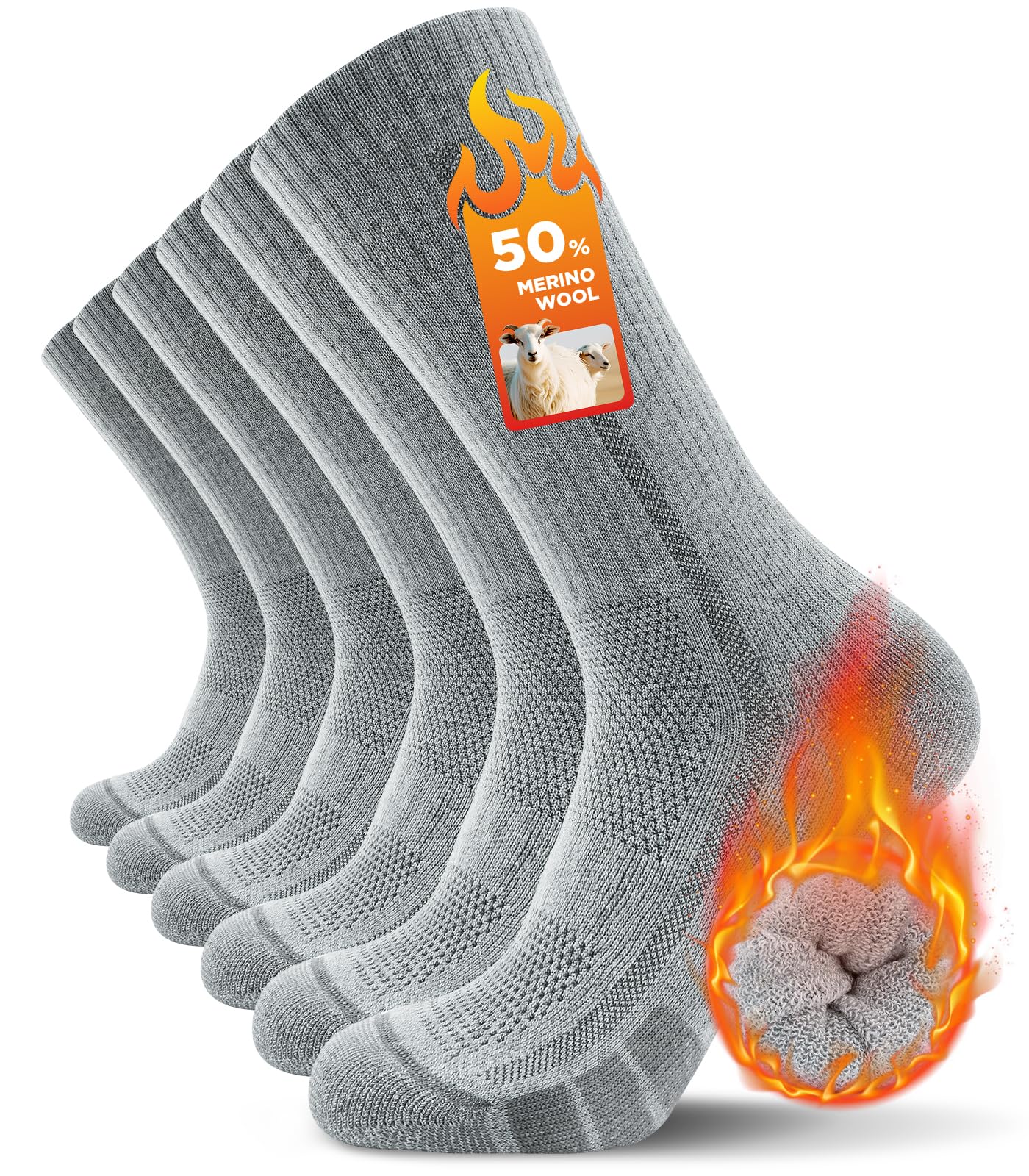 TANSTC Calzini Calze Uomo Donna Calze Antiscivolo Da Trekking In Lana Merino, Calzini Running Uomo Donna, Calze Trail, 3 Paia, Taglia 47-50, 35-38, 39-42, 43-46