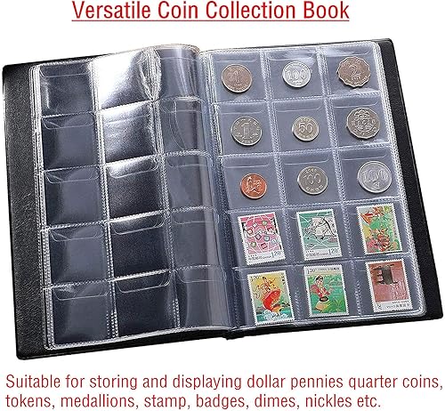 Miniatura 5 de Ettonsun Álbum de monedas de 150 bolsillos de 1.77 x 1.77 pulgadas, soporte para colección de monedas, álbum de colección de monedas para