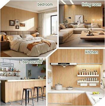 Natural Bamboo Wall Panel for Interior Decor - 7.8 ft x 1.3 ft (94 x 15.6) Narrow Slat Design, Renewable Pole Wrap & Wainscoting Paneling for Walls, Ceiling, Furniture - Raw Bamboo, 1-Pack