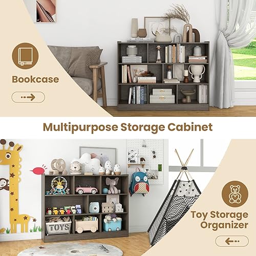 Miniatura 8 de IFANNY Estantería de 3 niveles, estantería moderna con 8 cubos de almacenamiento, estantes de madera de cubo, estantes pequeños para espacios