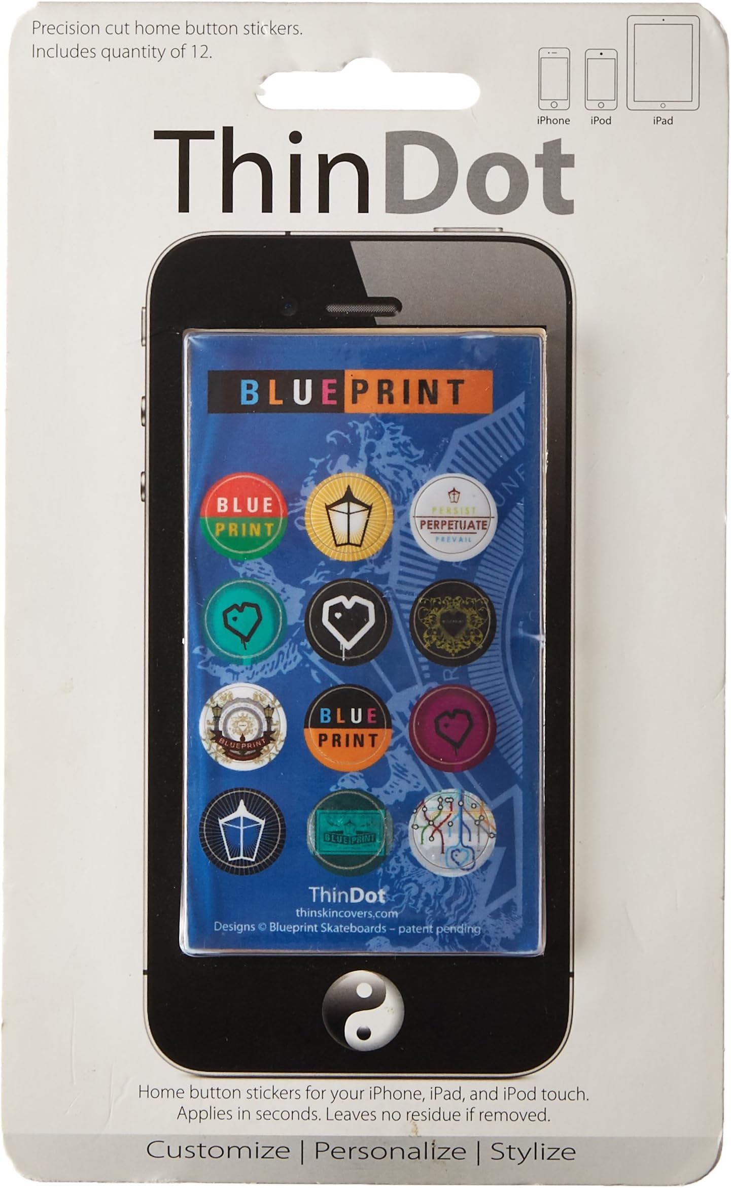ThinDot Home Button Stickers for iPod/iPhone/iPad - BluePrint