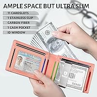 Vista 3 de GSOIAX Cartera delgada de piel con bloqueo RFID para hombre con clip para dinero, minimalista de fibra de carbono, soporte para tarjetas de crédito