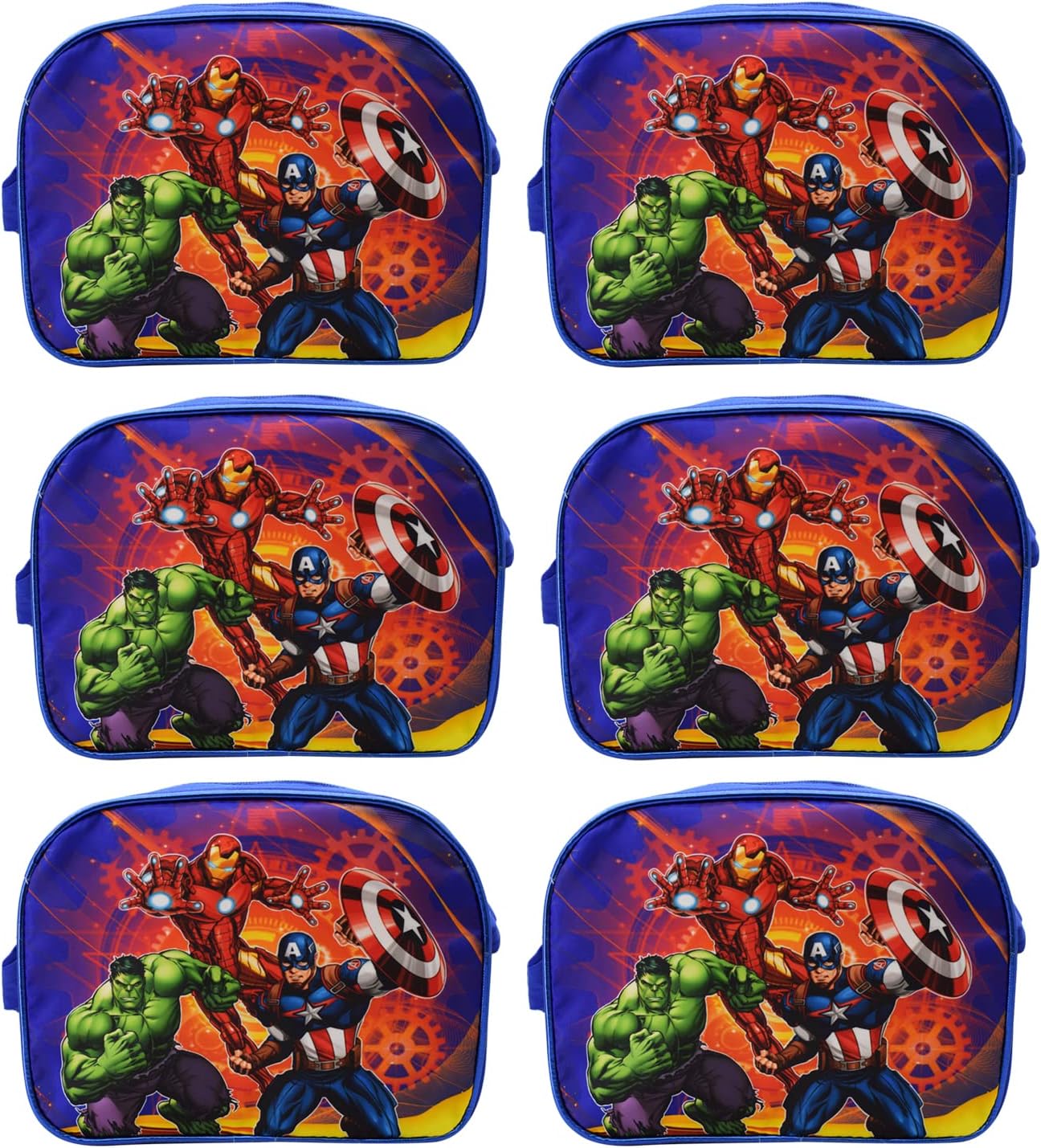 Asera Polycotton Unisex Kids Avengers Cartoon Theme Sling Bag Set of 6 Pcs, Multicolour
