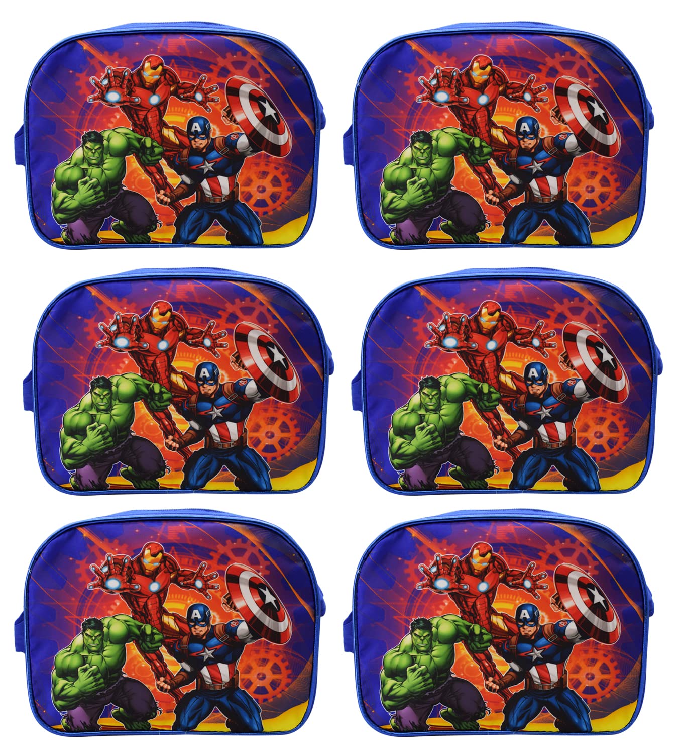 Asera Polycotton Unisex Kids Avengers Cartoon Theme Sling Bag Set of 6 Pcs, Multicolour