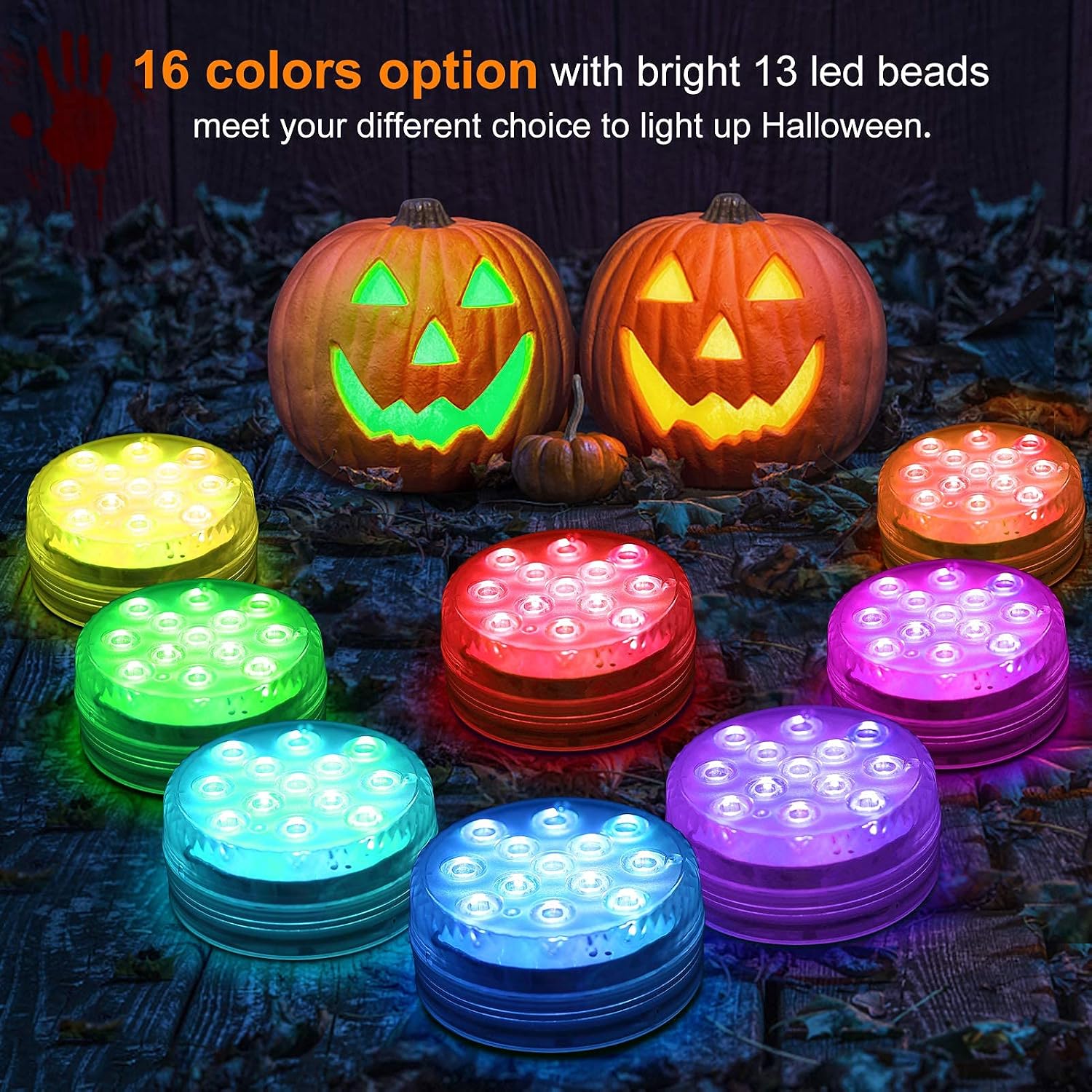 Litake 4pack Halloween LED Pumpkin Lights Battery Operated Jack-O-Lantern Lights Waterproof Color Changing Pumpkin Lights with Timer / Remote for Halloween Pumpkin Decorations