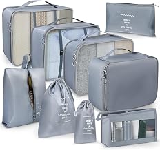 Luggage Organizer, 9 x Packing Cubes, Bags Travel Organizer, Clothes Organizer Suitcase Travel, Cubes Organizers Suitcases Travel Cosmetics (Grey)
