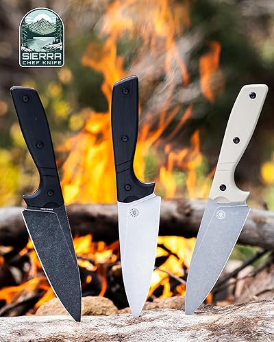 Miniatura 5 de Off-Grid Knives - Sierra - Cuchillo de chef con acero inoxidable Sandvik 14C28N, funda Kydex y clip para cinturón, escalas G10, camping, barbacoa y