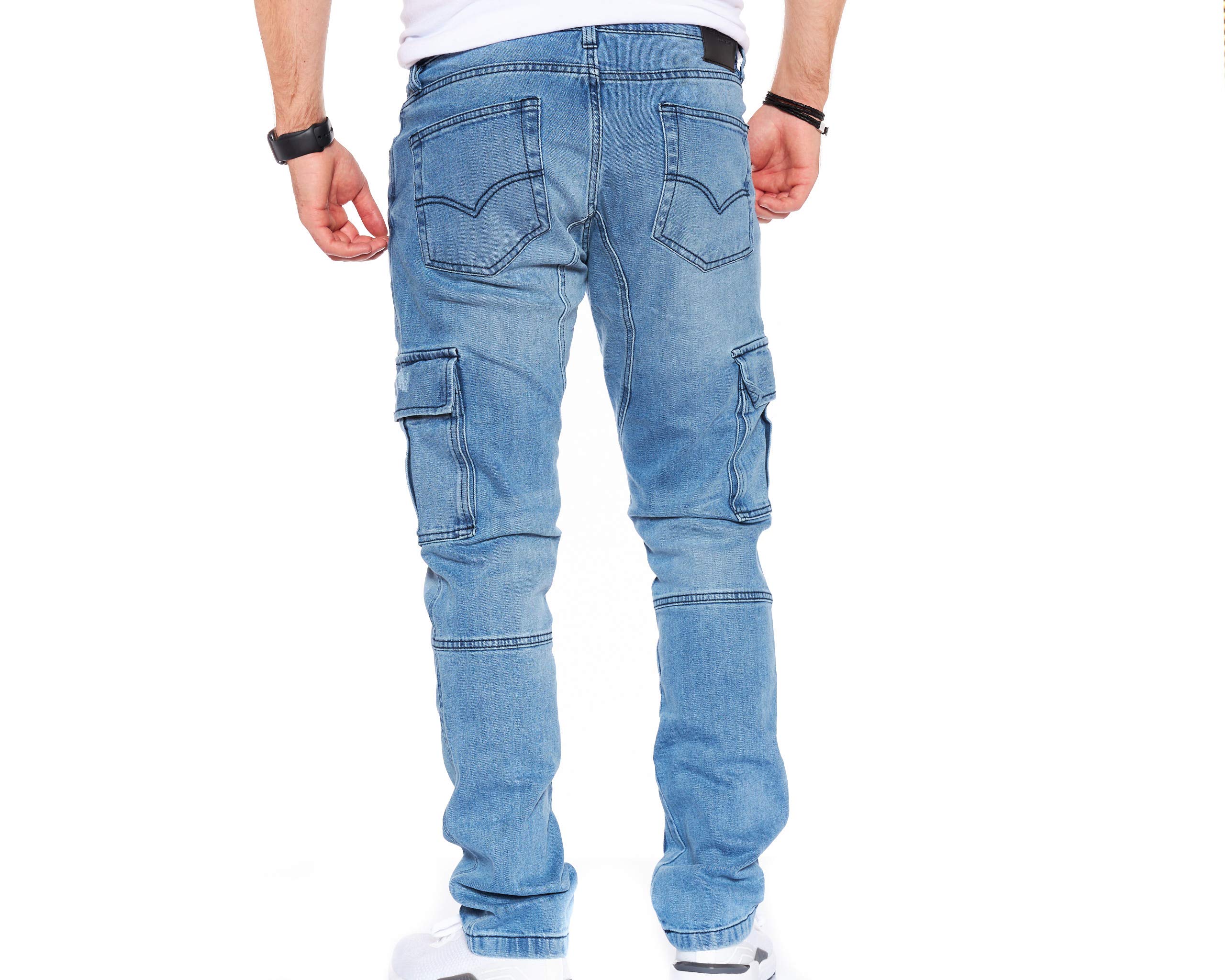 SS8003 Herren Cargo Jeans Herren Jeans Hose für Männer Jungen Regular Slim fit Denim Destroyed Jogger Freizeithose Casual Stretch Jeans