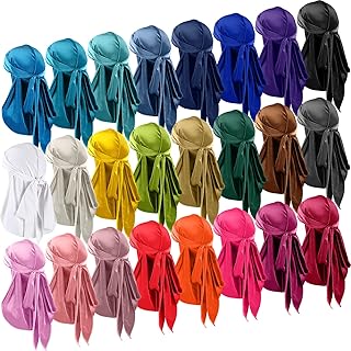 25 Pieces Velvet Durags set 360 Waves Cap Doo Rag Durags Headwraps with Extra Long Tail Wide Straps 24 Colors Durags With 1 Elastic Wave Cap for Man Woman Multi Color