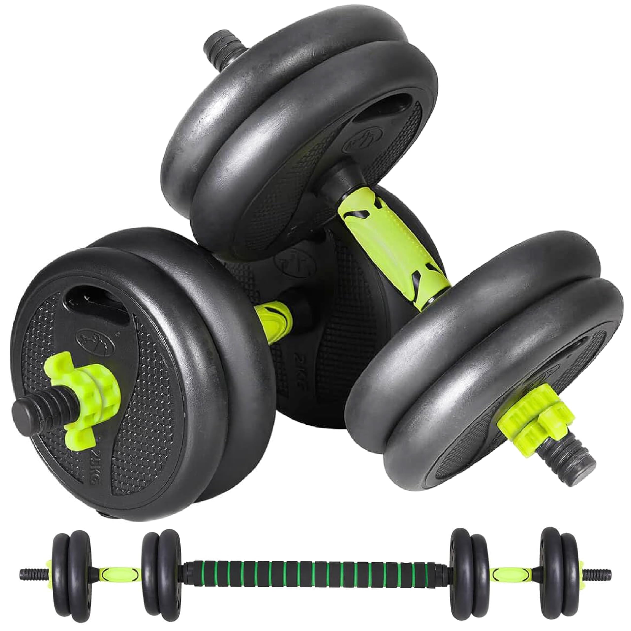 TYGA Fitness 20kg/15kg Adjustable Dumbbells Set with AB Roller, Barbell, Spinlock Collars, Weight Plates : Exercise Equipment for Women at Home, Hand Weights (Master)