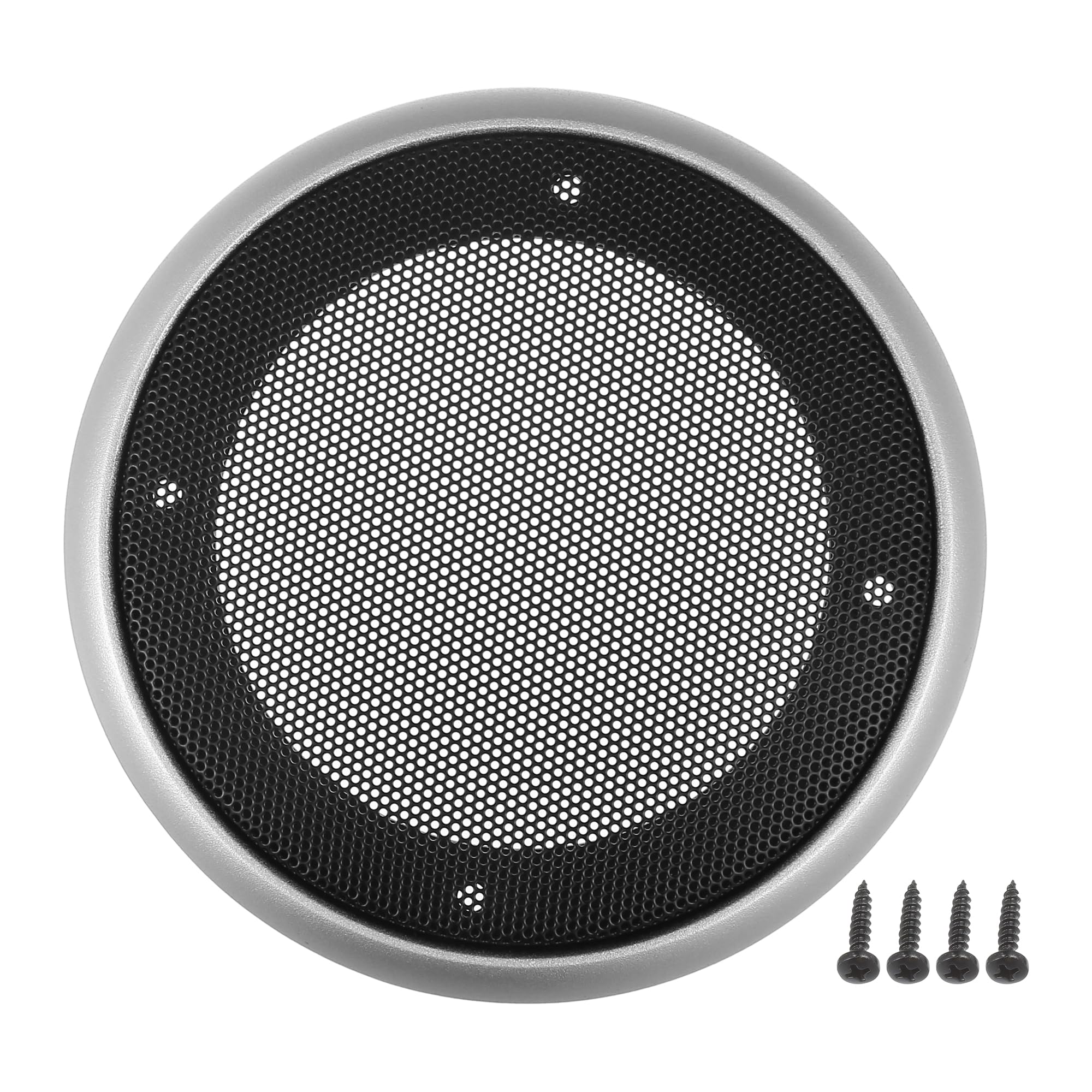 ACROPIX Universal 4" Car Speaker Grills Cover Mesh Round 4 Inch Audio Speaker Subwoofer Guard Protector Case with Mounting Screws Iron ABS Silver Tone