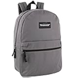 Classic 17 inch Backpacks with Adjustable Padded Straps | School Backpacks for Girls, Boys (Grey)