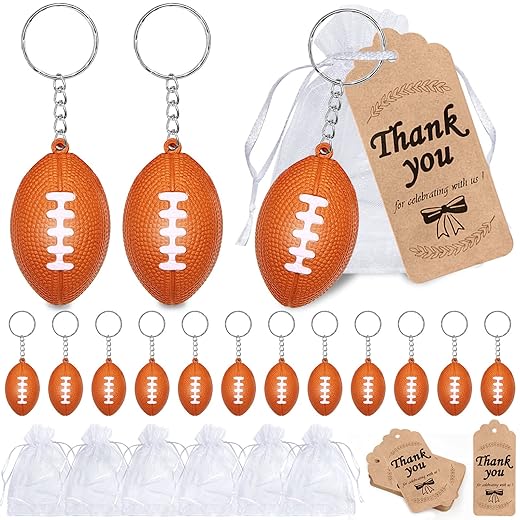 CiciBear 36 Pack Football Party Decorations with 12 Mini Football keyrings,12 Tags and 12 Gift Bags for Birthday,Gender Reveal,Thursday Night Football Game,College Football and Fantasy Football Party