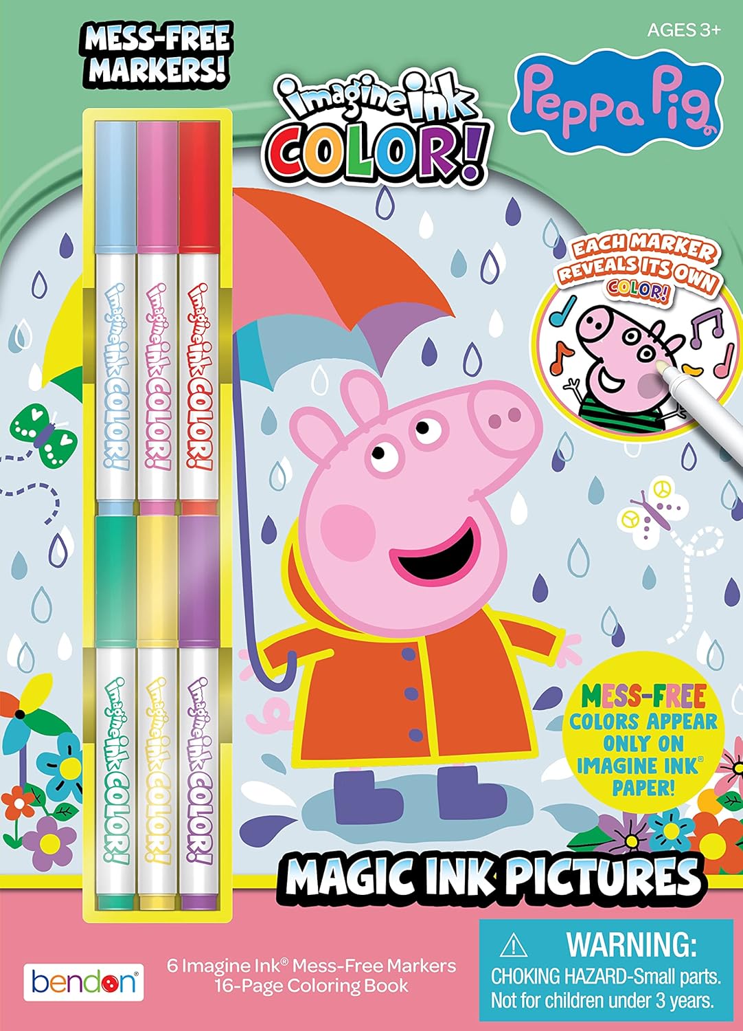 Bendon Peppa Pig Imagine Ink Color Coloring Book with 6
