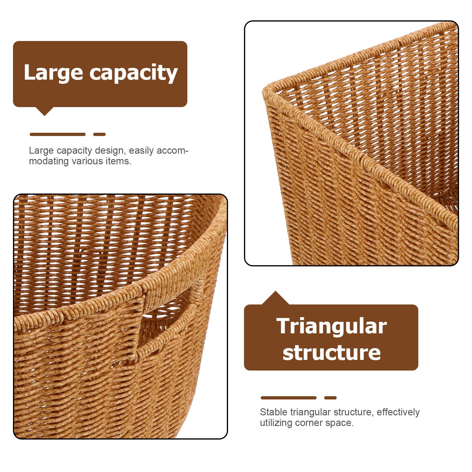 Alipis Cesta Triangular Esquinera de Plástico Diseño Elegante y Ligera para Organizar Ropa y Artículos en Mesas Auxiliares o Armarios, Fácil de Limpiar y Práctica