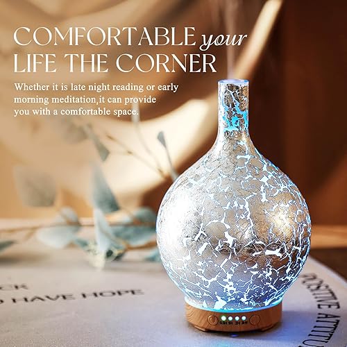 Miniatura 47 de Porseme Difusor de aceite esencial 3D, humidificador de niebla fría, difusor ultrasónico de aromaterapia, 5.1 fl oz dura 6 horas, apagado A1-5.1 fl