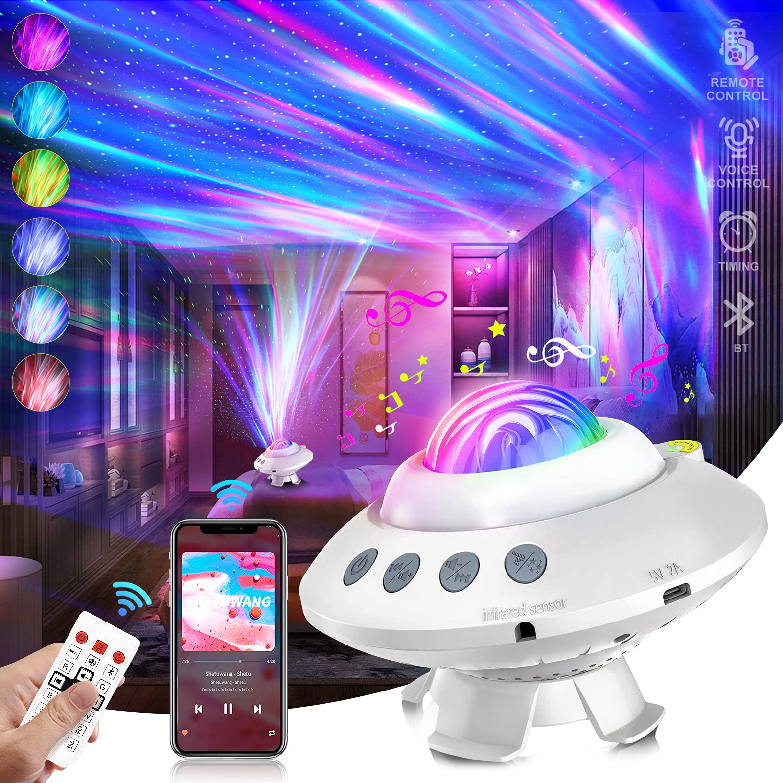 Star Projector, Galaxy Projector Night Light Projector for Kids Bedroom Stars Aurora Ceiling Project