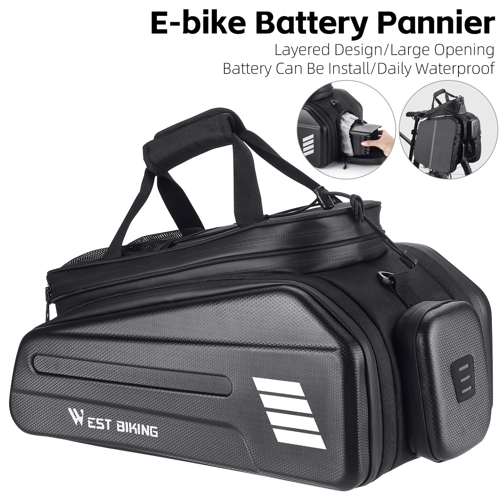 RearSeat Borsa Elettrica Della Bicicletta Batteria Borsa Espandibile Grande Capacità Portabici Rack Sedili Borsa Da Ciclismo Impermeabile