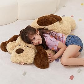 MorisMos 40 Inch Giant Dog Stuffed Animals, Fluffy Large Stuffed Dog Plush, Big Puppy Throw Pillow Gifts for Kids, Boys, Girls, Brown