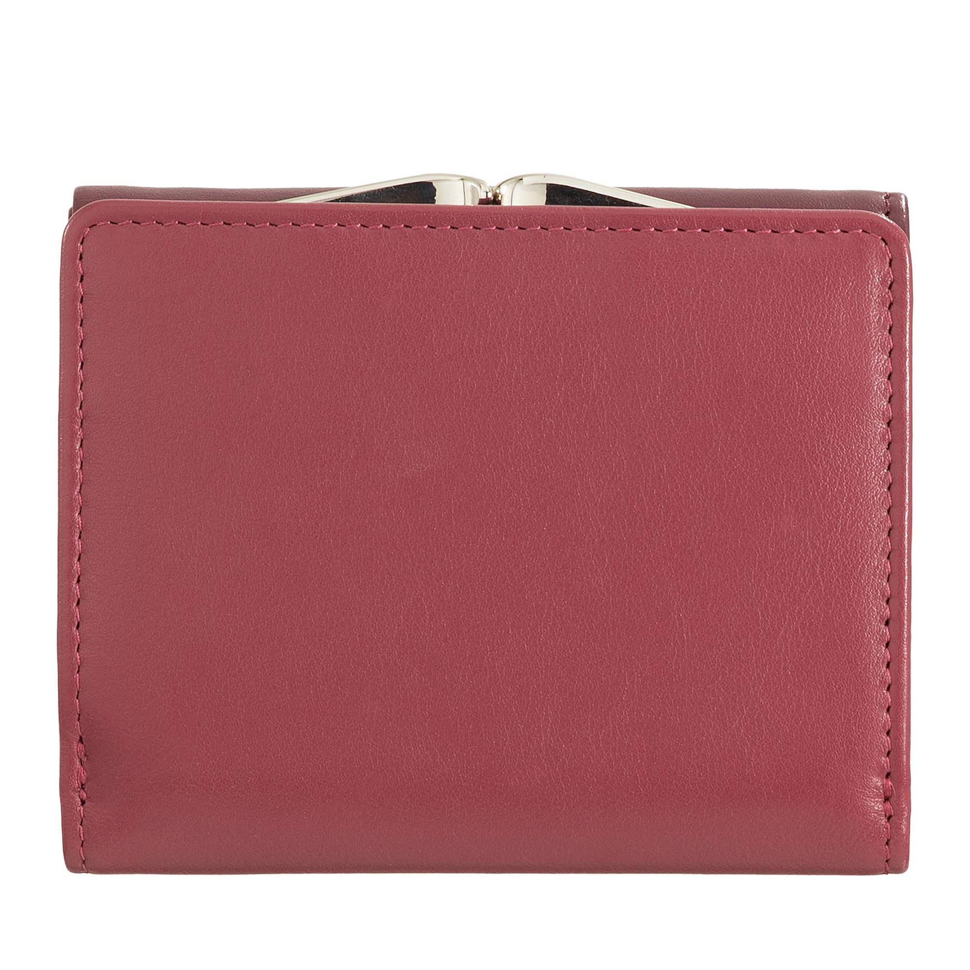 DUDU Portafoglio Donna Piccolo in Pelle RFID con Portamonete a Clic Clac Compatto 6 Porta Carte Tessere Burgundy
