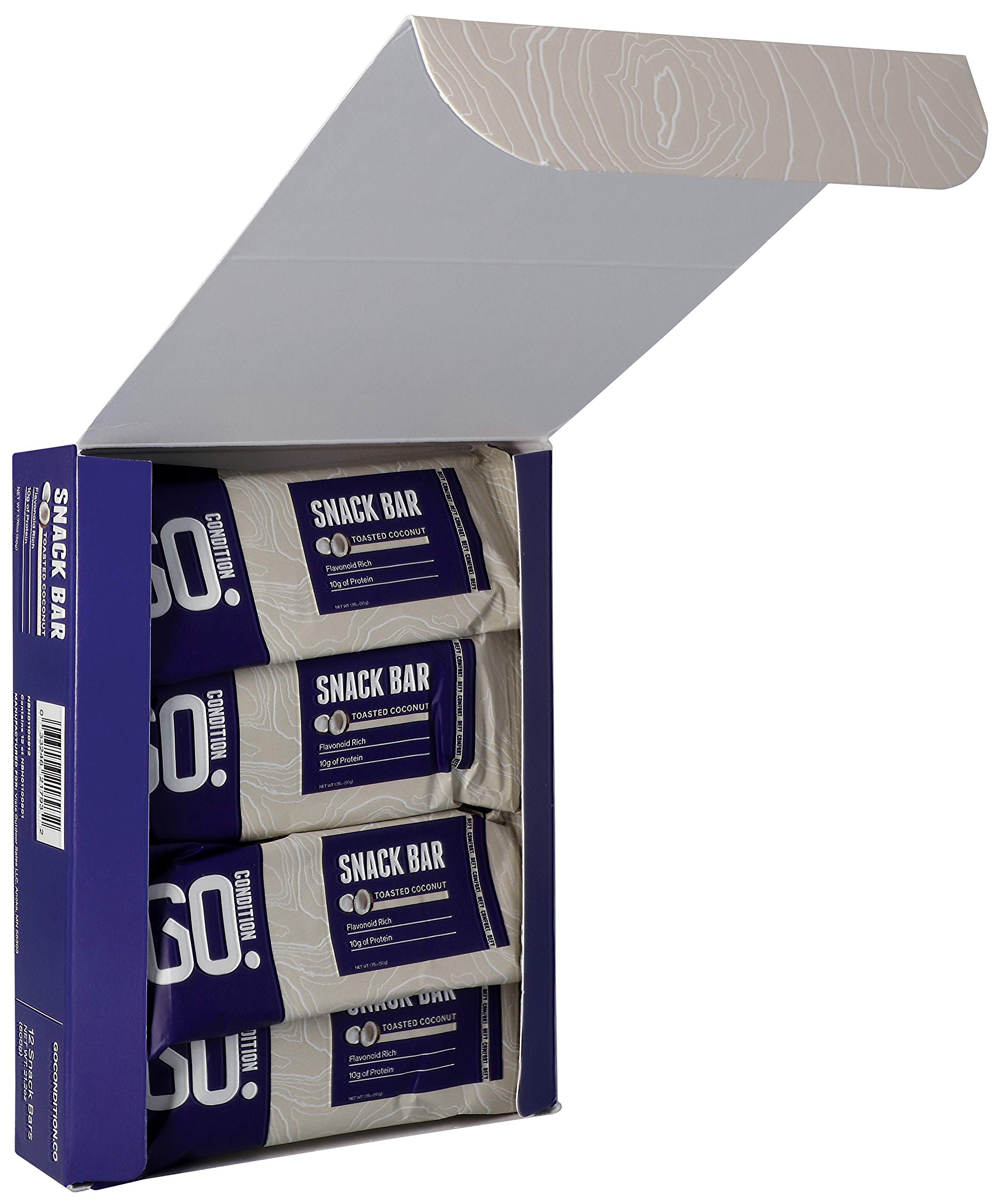 Go Condition Snack Bars – 12 Pack | Healthy Protein Snacks with 10g of Protein | Plant Based Protein Bars and High Fiber Snacks | Low Sugar Fiber Bars | Gluten Free Protein Bars | Toasted Coconut Flavor