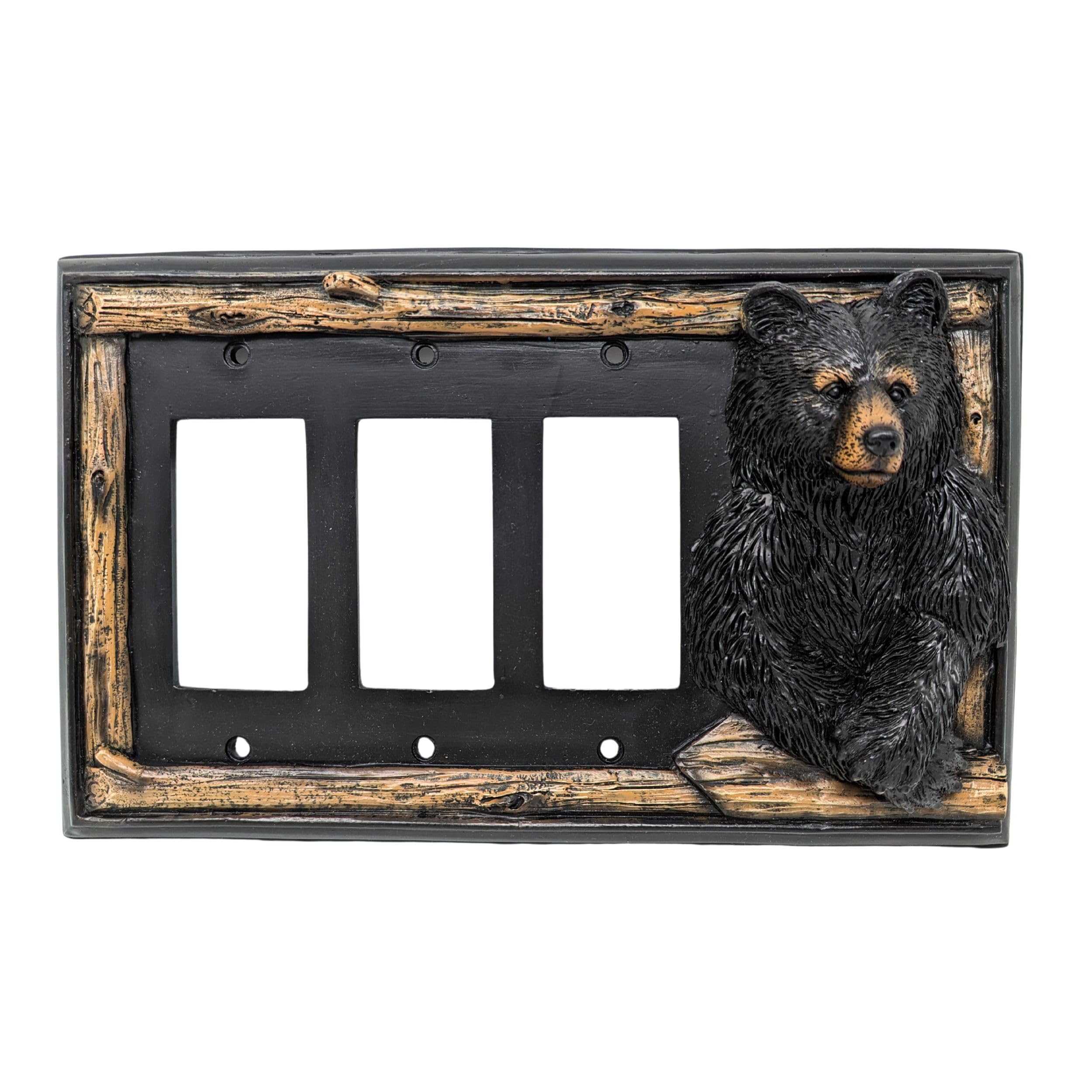 Plaque interrupteur rustique triple rocker pour une ambiance chalet de montagne
